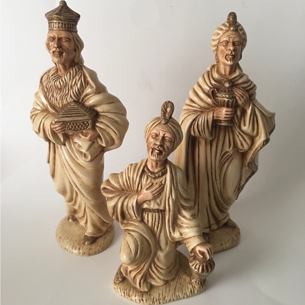Vintage Janette 1970 Ceramic Nativity Set The 3 Wise Men